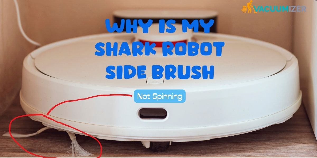 A Shark robot vacuum with its brush not spinning. The vacuum is stationary and the brush roll is not rotating.